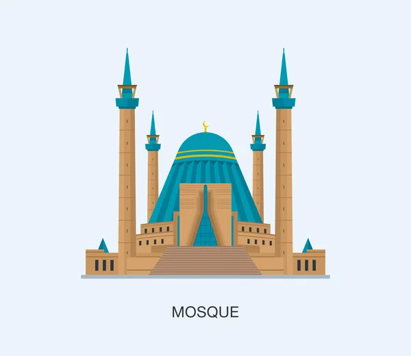 Isolated Islamic Mosque Building Pavlodar City Kazakhstan Central Asia Flat — Stock Vector