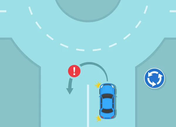 Verkehrsregeln Und Tipps Safety Car Fahren Wie Man Einen Kreisverkehr — Stockvektor