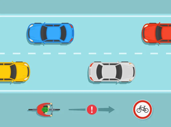 Bicycle Driving Tips Cyclist Ignoring Road Sign Riding His Bike — Stock Vector