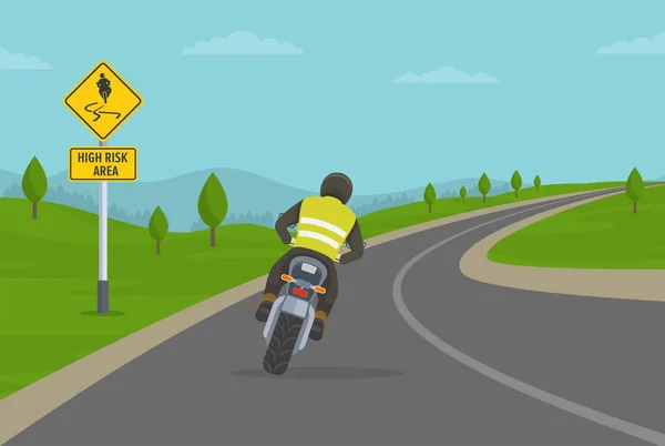 Vélo Moto Sur Autoroute Coin Tourner Vélo Sur Zone Haut — Image vectorielle