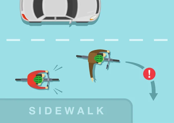 Verkehrsregeln Und Tipps Sicherheit Beim Fahrradfahren Ein Radfahrer Schneidet Den — Stockvektor