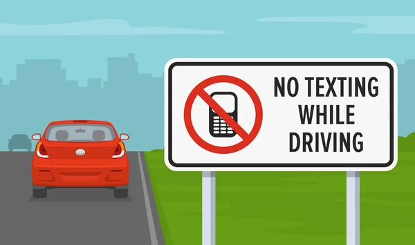 Nessun Messaggio Durante Guida Del Segnale Stradale Non Utilizzare Telefono — Vettoriale Stock