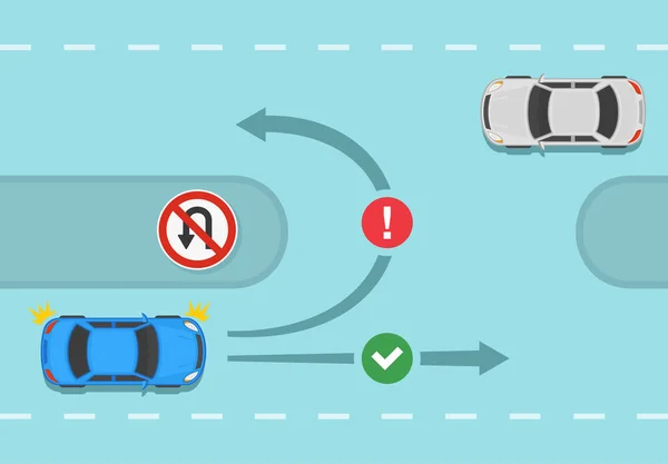 Trafiken Reglerar Regler Och Tips Säkerhetsbil Ingen Sväng Trafik Eller — Stock vektor