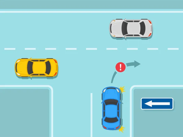 Segurança Carro Condução Regras Regulamentação Tráfego Não Vire Direita Uma —  Vetores de Stock