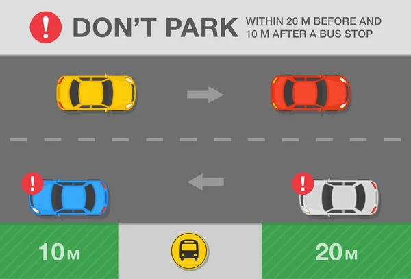 Coches Aparcados Tráfico Australiano Regla Carretera Aparque Coche Dentro Veinte — Vector de stock