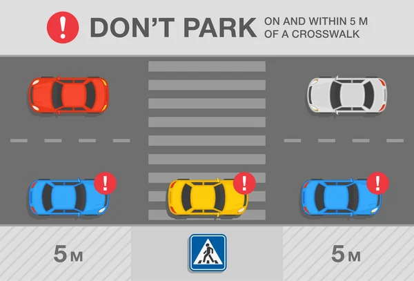 Coches Aparcados Regla Tráfico Carretera Aparque Coche Dentro Los Cinco — Archivo Imágenes Vectoriales