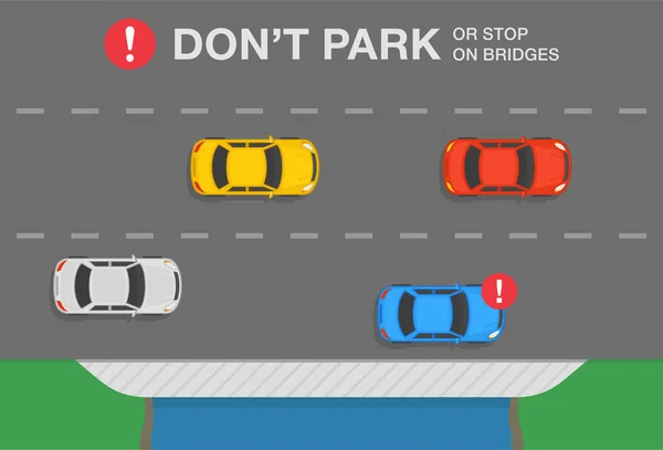 Parked Car Traffic Road Rule Park Your Car Stop Bridges — Stock Vector