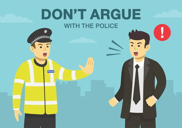 Polizist Macht Mit Der Hand Eine Stoppgeste Wütende Männliche Figur — Stockvektor