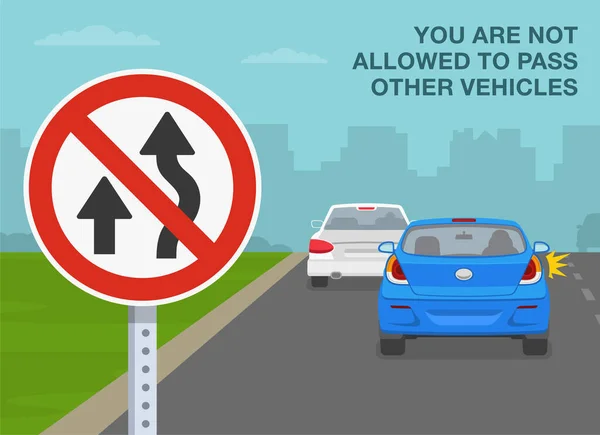 팁이야 좌측통행의 규칙을 무시하거나 통과시키는 차량의 통행이나 표지판을 통과하는 허용되지 — 스톡 벡터