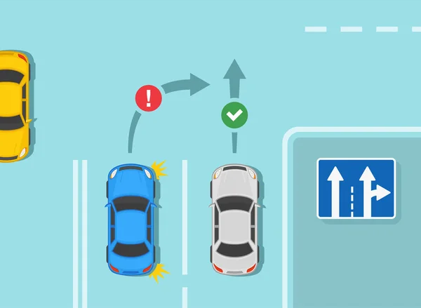 Safety Car Fahrregeln Und Tipps Fahrspur Richtung Verkehrszeichen Bedeutung Richtige — Stockvektor