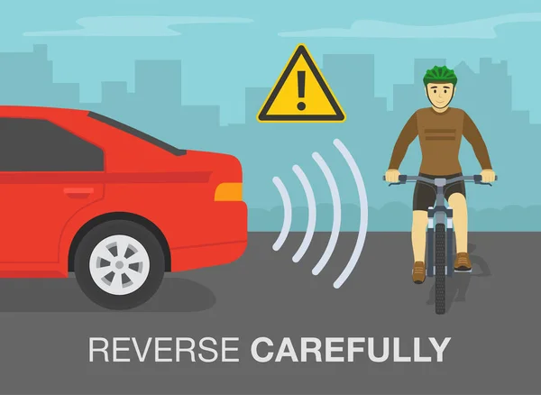 Regras Condução Segurança Dicas Inverta Cuidadosamente Infográfico Carro Recuar Ilustração — Vetor de Stock