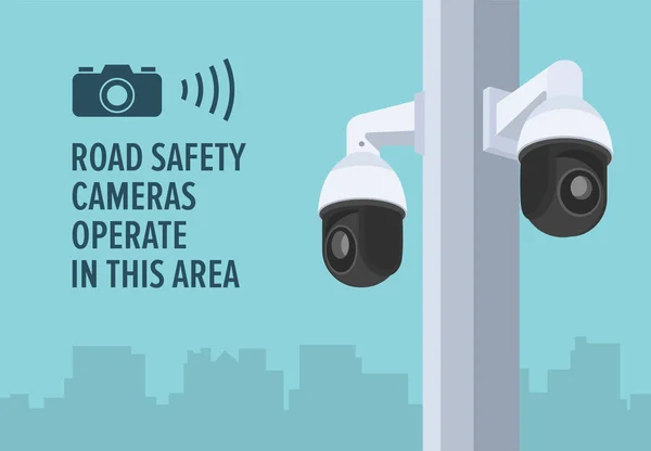 Спостереження Вуличною Безпекою Або Камери Безпеки Дорожнього Руху Крупним Планом — стоковий вектор