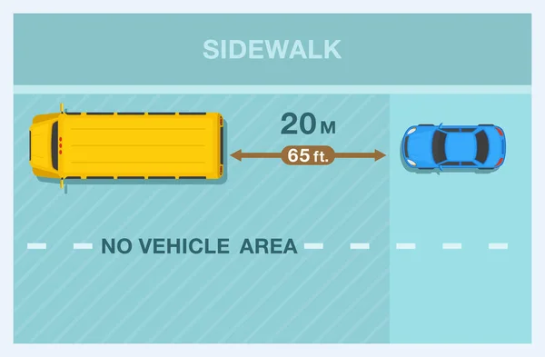 Samochody Muszą Się Zatrzymywać Metrów Zasady Autobusu Szkolnego Odległość Między — Wektor stockowy