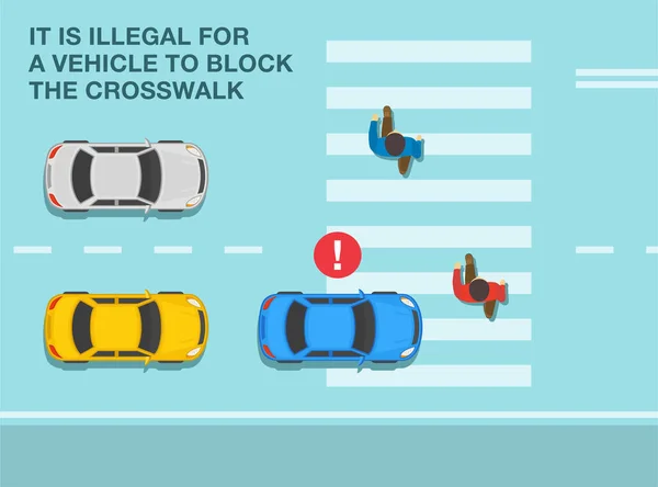 Fahrsicherheits Und Verkehrsregeln Ist Illegal Dass Ein Fahrzeug Den Zebrastreifen — Stockvektor