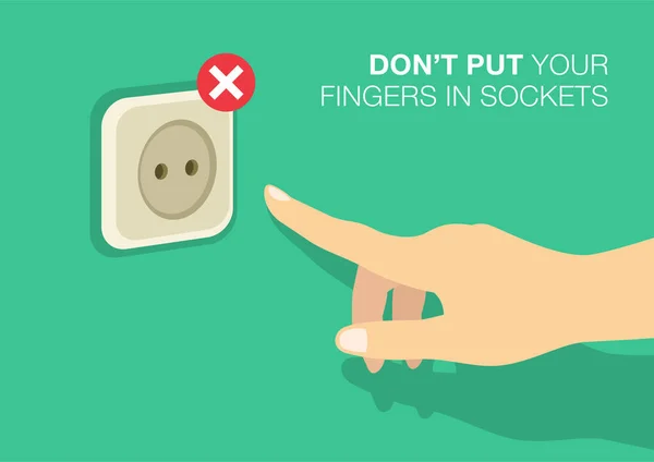 Bleiben Sie Sicher Mit Strom Legen Sie Ihre Finger Nicht — Stockvektor