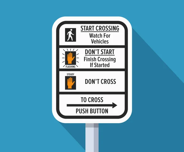 Hinweisschild Für Den Straßenübergang Start Crossing Watch Vehicles Don Start — Stockvektor