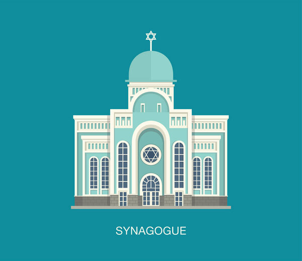 Jewish synagogue in Astana, Kazakhstan. Vector illustration for religious building design. Architecture of temple.