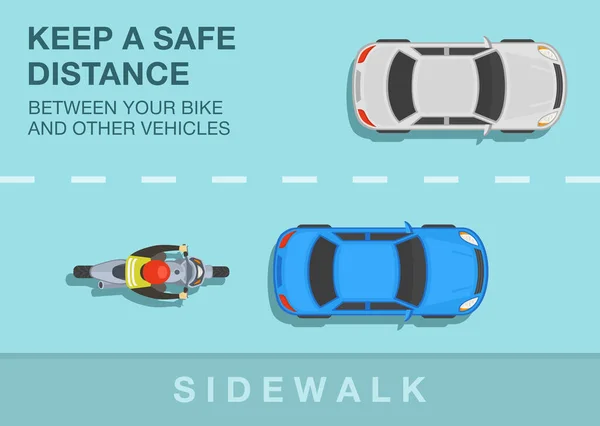 Seguridad Motocicleta Normas Conducción Consejos Mantenga Una Distancia Segura Entre — Vector de stock