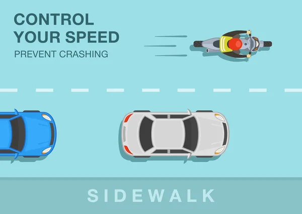 Seguridad Motocicleta Normas Conducción Consejos Controla Velocidad Evita Que Caiga — Archivo Imágenes Vectoriales