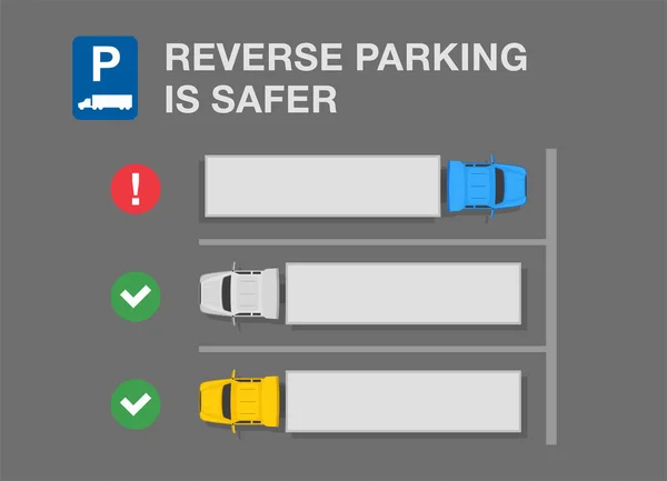 Zasada Parkowania Pojazdów Ciężarowych Zewnątrz Widok Góry Zaparkowanych Naczep Obszarze — Wektor stockowy