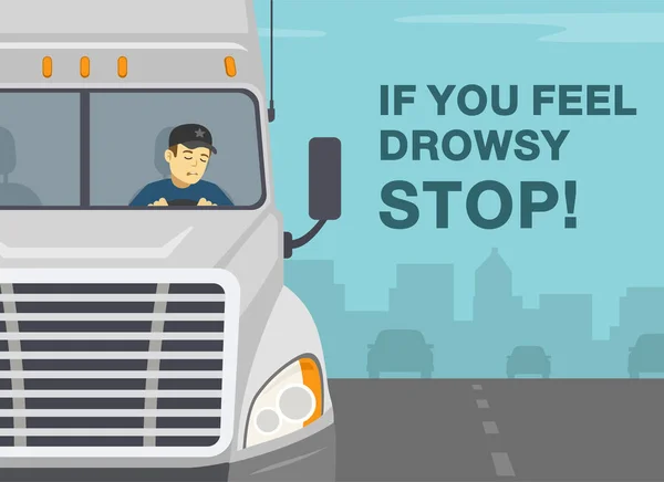 Regole Consigli Guida Veicoli Pesanti Lista Controllo Camionisti Sua Sonnolenza — Vettoriale Stock
