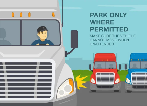 Regole Consigli Guida Veicoli Pesanti Lista Controllo Camionisti Parcheggiare Solo — Vettoriale Stock