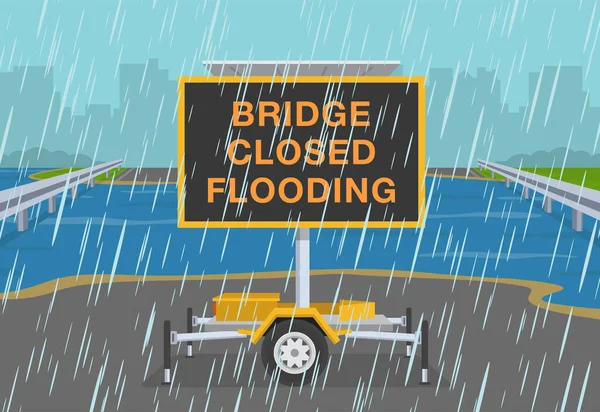 Flooded Road Rainy Weather Conditions Closed City Road Transportable Variable — Image vectorielle