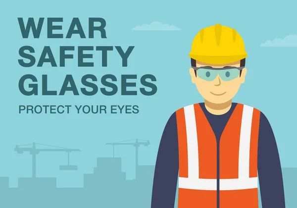 Zlaté Pravidlo Bezpečnosti Pracovišti Noste Bezpečnostní Brýle Chraňte Oči Používejte — Stockový vektor