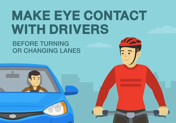 Reglas Consejos Seguros Para Andar Bicicleta Haga Contacto Visual Con — Vector de stock