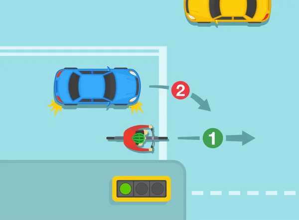 Safe Bicycle Riding Traffic Regulation Rules Giving Way Cyclist Continuing — Stock Vector