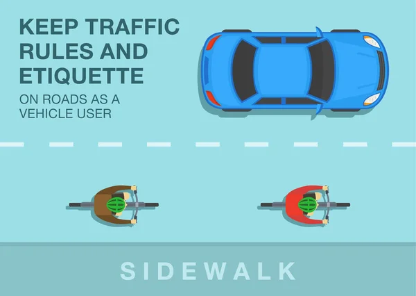 Safe Bicycle Riding Traffic Regulation Rules Keep Traffic Rules Etiquette — Vetor de Stock