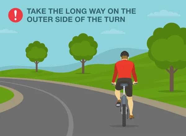 Safe Bicycle Riding Rules Tips Turns Take Long Way Outer — Image vectorielle