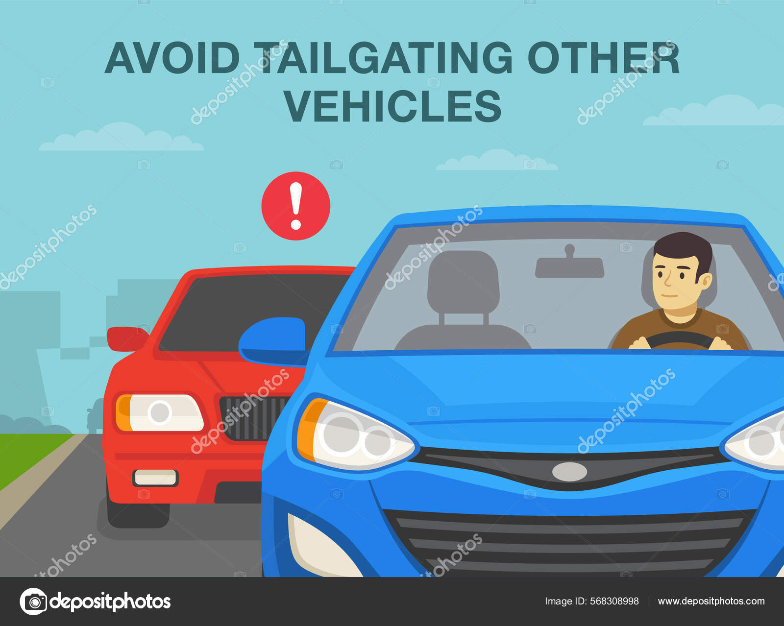 Safe Driving Rules Tips Avoid Tailgating Other Vehicles Young Male