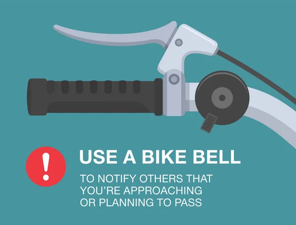 Regole Consigli Sicuri Andare Bicicletta Usa Campanello Avvisare Gli Altri — Vettoriale Stock