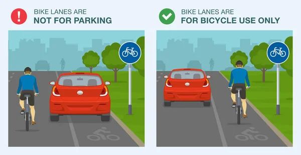 Reglas Estacionamiento Aire Libre Consejos Seguros Para Montar Bicicleta Los — Vector de stock