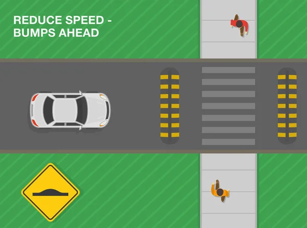 Safe Driving Tips Traffic Regulation Rules Reduce Your Speed Bumps — ストックベクタ