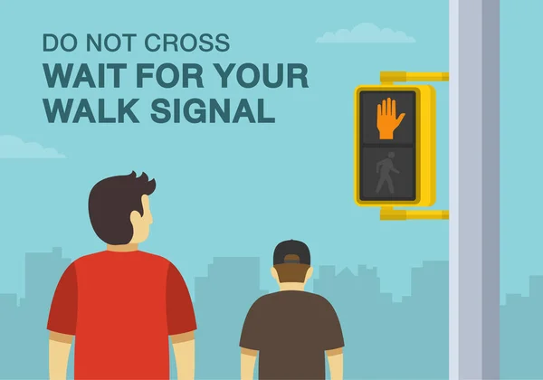 Pedestrian Safety Tips Traffic Regulation Rules Walk Don Walk Signals — Vetor de Stock