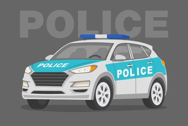 Перспективний Вид Спереду Поліцейський Автомобіль Ізольована Сучасна Поліцейська Машина Шаблон — стоковий вектор
