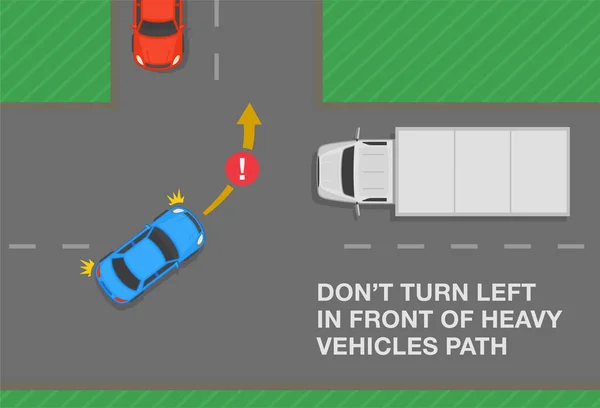 Safe Driving Tips Traffic Regulation Rules Turn Left Front Heavy — ストックベクタ