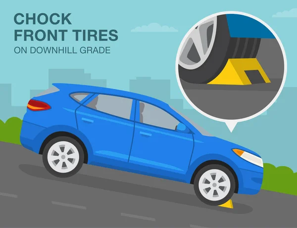 Safe Driving Rules Tips Proper Wheel Chocking Procedures Correct Wheel — ストックベクタ