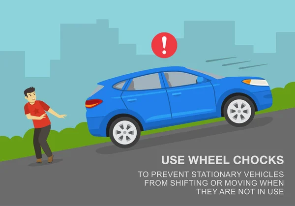 Safe Driving Rules Tips Use Wheel Chocks Prevent Vehicles Shifting — Διανυσματικό Αρχείο
