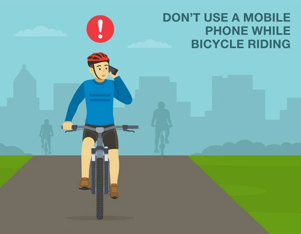 Safe Bicycle Riding Rules Tips Use Mobile Phone While Bicycle — Archivo Imágenes Vectoriales