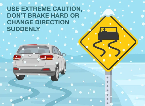 Safe Car Driving Rules Tips Use Extreme Caution Don Brake — стоковый вектор