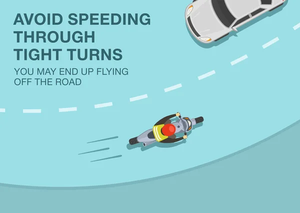 Safe Motorcycle Riding Rules Tips Avoid Speeding Tight Turns You — Stockový vektor