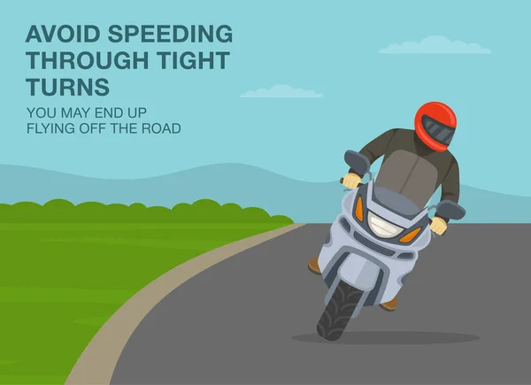 Safe Motorcycle Riding Rules Tips Avoid Speeding Tight Turns You — Stockový vektor