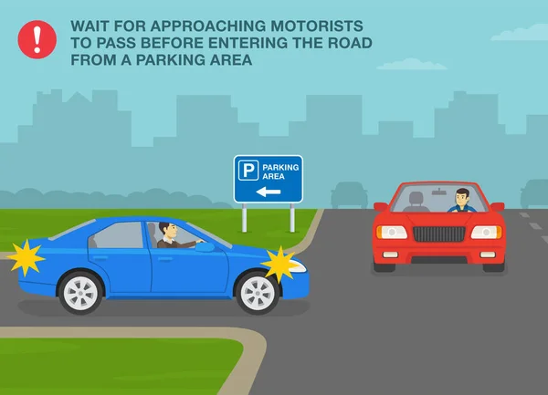 Safe Driving Tips Traffic Regulation Rules Wait Approaching Motorists Pass —  Vetores de Stock