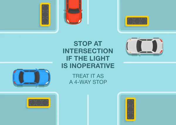 Safe Driving Tips Traffic Regulation Rules Stop Intersection Traffic Light — ストックベクタ