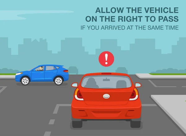 Safe Driving Tips Traffic Regulation Rules Allow Vehicle Right Pass — Vetor de Stock
