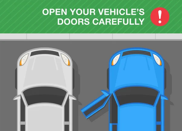 Safe Parking Tips Rules Open Your Vehicle Doors Carefully Top — Stock vektor