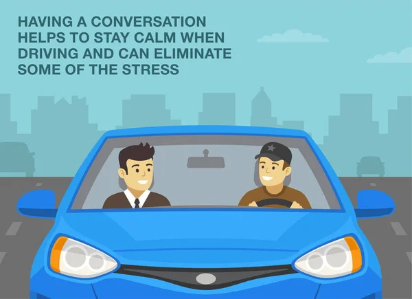 Safe Driving Tips Traffic Regulation Rules Having Conversation Helps Driver —  Vetores de Stock